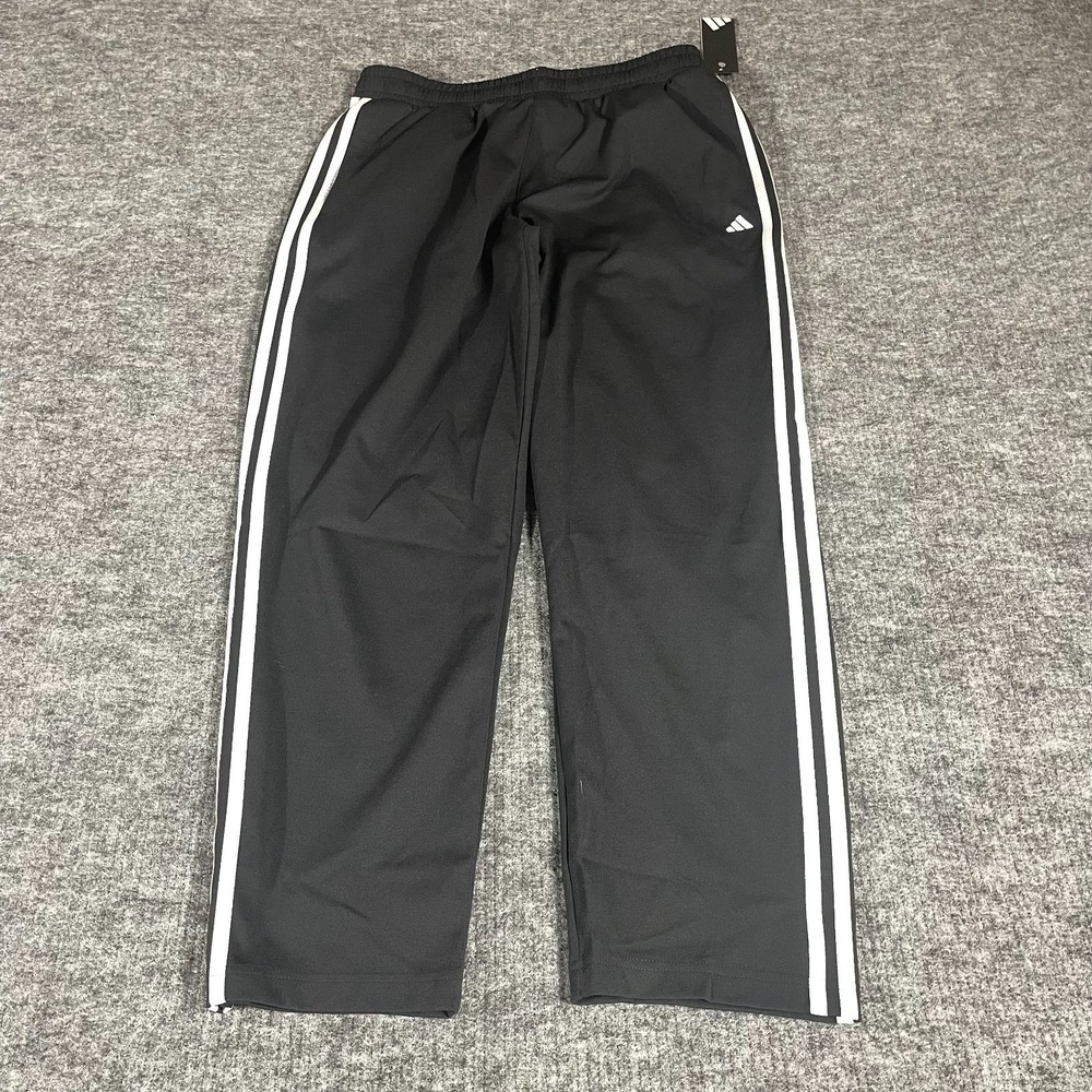 Adidas Pants Mens Large 32x30 Black Striped Golf Track Sweatpants Joggers Futbol